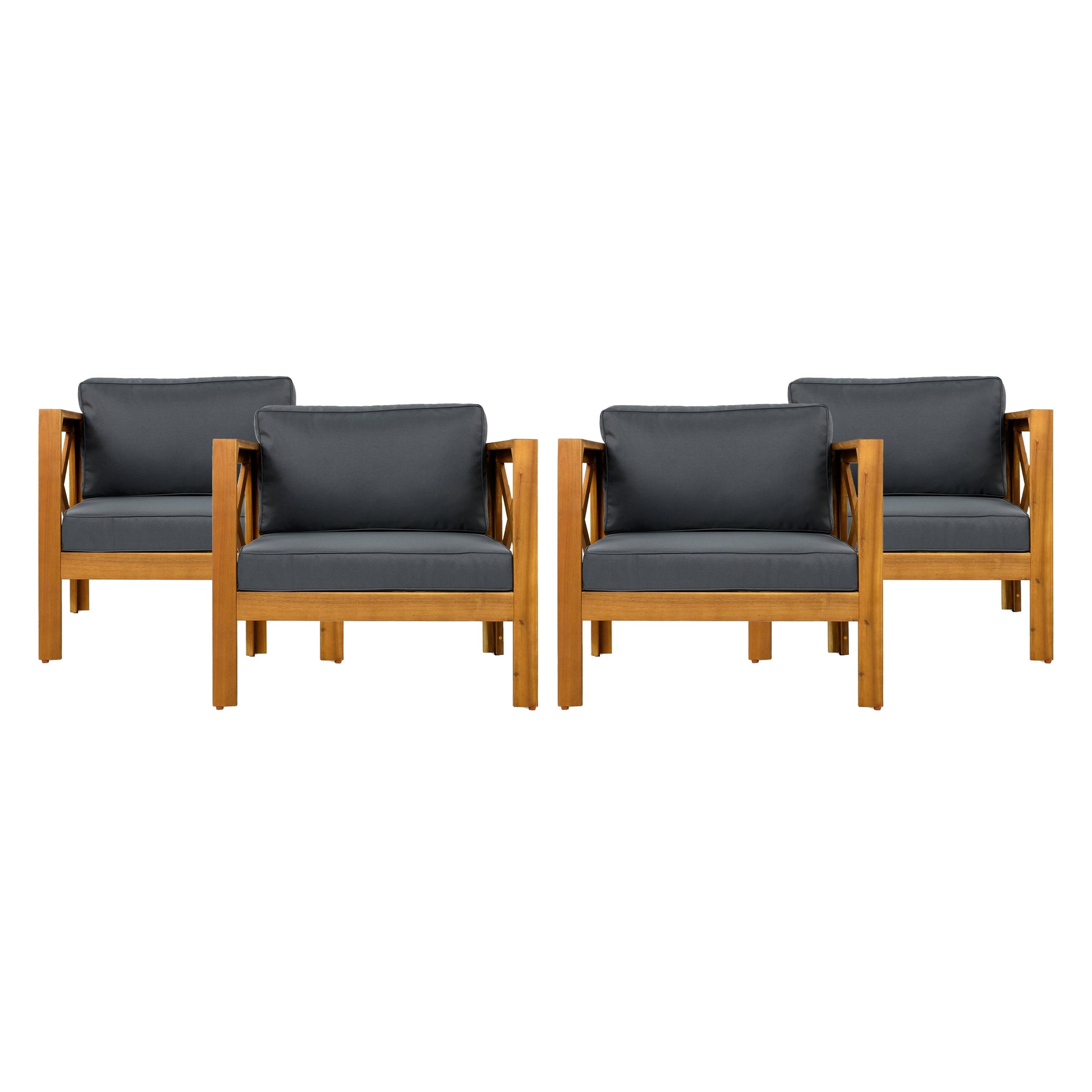 Patio Conversation Set with foldable acacia wood table and cushioned chairs on Tampa Home & Garden Store