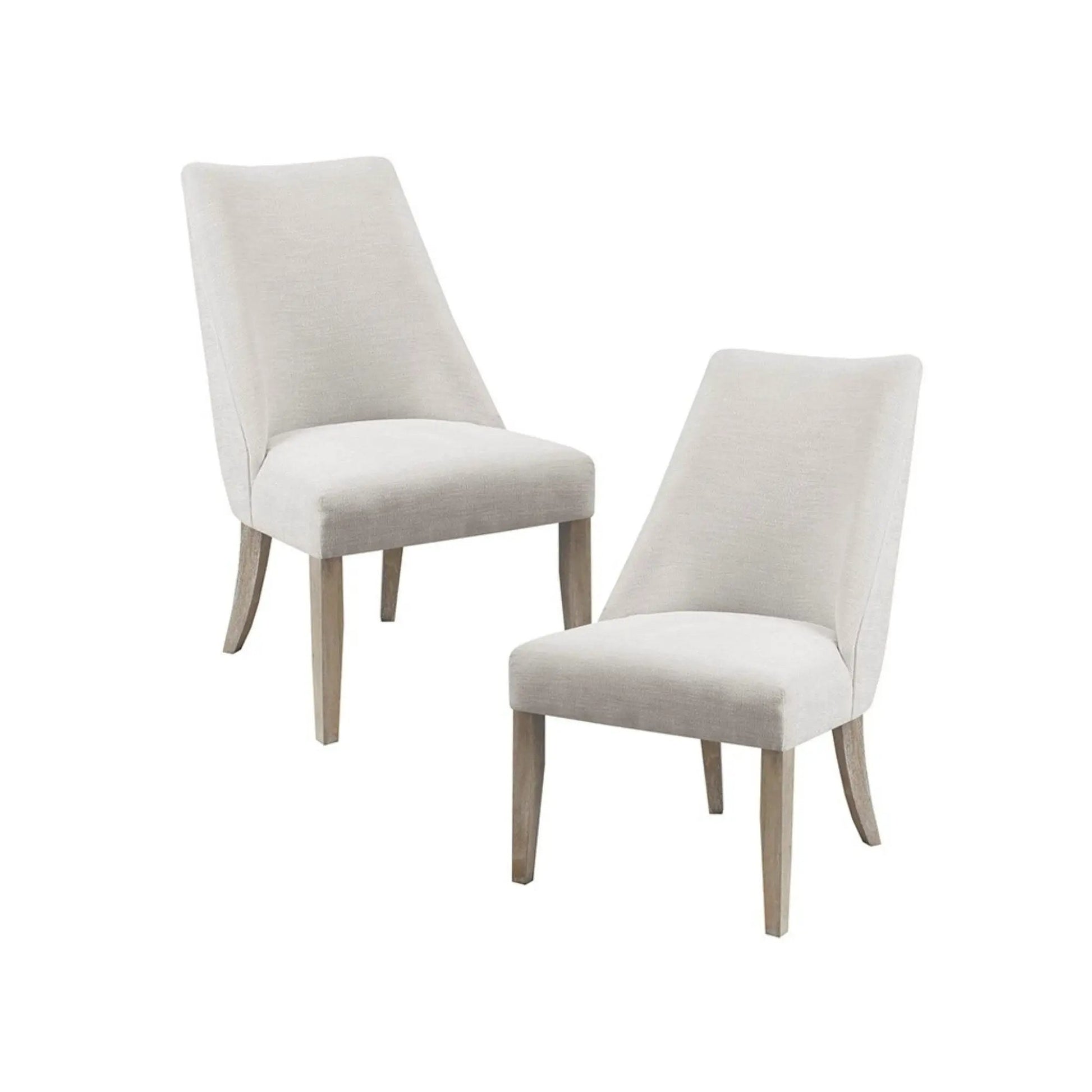 Comfortable Upholstered dining chairs set of 2 cream fabric with wooden legs on Tampa Home & Garden Store