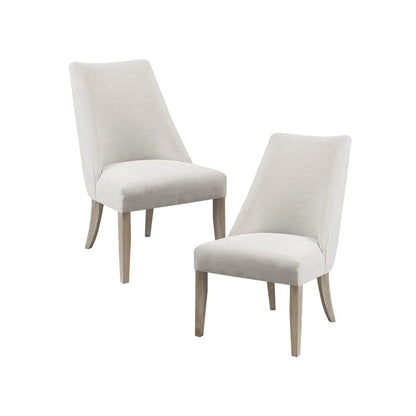 Comfortable Upholstered dining chairs set of 2 cream fabric with wooden legs on Tampa Home & Garden Store