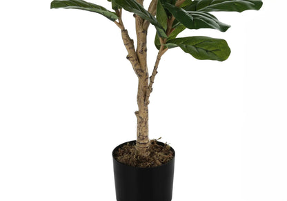 Fiddle tree artificial plant, 47in tall, in black pot with green leaves for indoor decor on Tampa Home & Garden Store