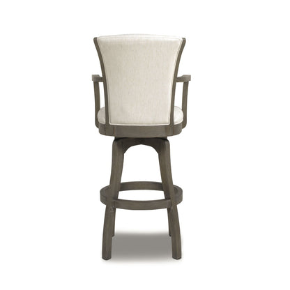 Williams Swivel Bar Stool, hardwood frame, gray finish, beige upholstery HouseOfZazla on Tampa Home & Garden Store