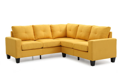 Newbury Sectional Sofa mustard yellow with pocket coil cushions by HouseOfZazla stationary on Tampa Home & Garden Store