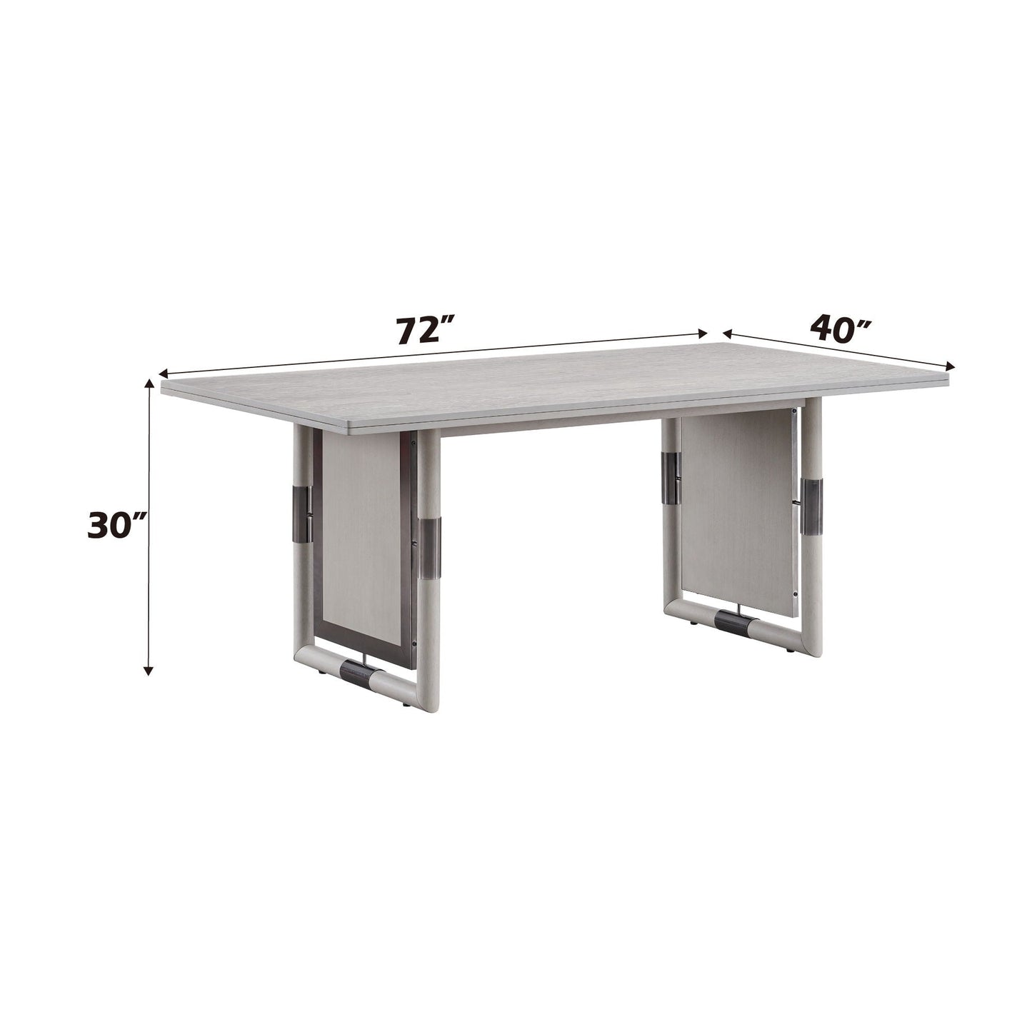 Marta Dining Table natural finish, 72in long, 40in wide, modern metal leg base on Tampa Home & Garden Store