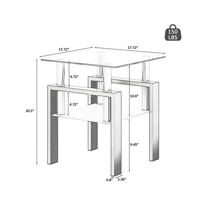 Modern tempered glass end table by Unique Piece Furniture; square glass top, metal frame on Tampa Home & Garden Store
