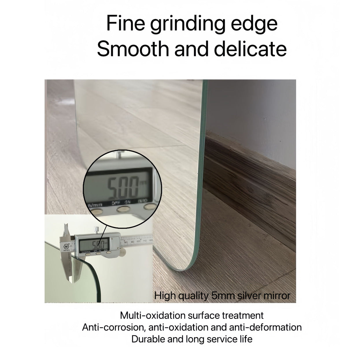 Full Body Round Corner Mirror by HouseOfZazla, 5mm silver wall mirror on Tampa Home & Garden Store