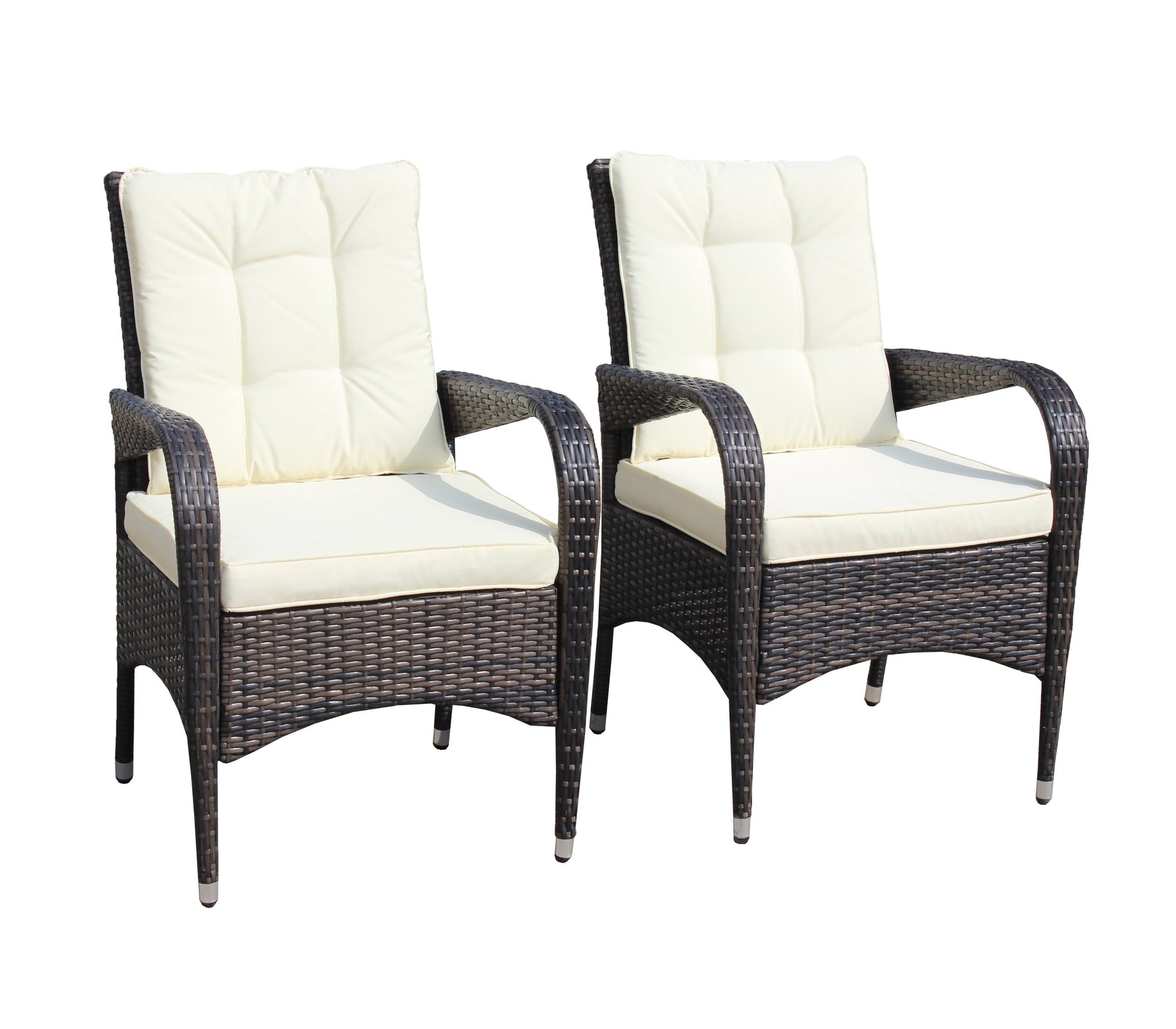 2-Piece Liberatore dining chairs with beige cushions, outdoor wicker set by HouseOfZazla on Tampa Home & Garden Store