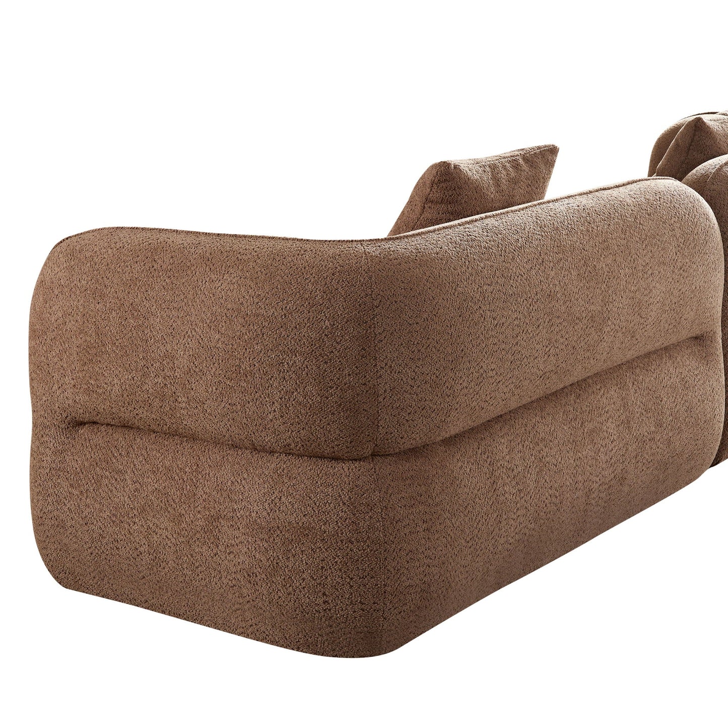 Sectional sofa by HouseOfZazla in brown textured fabric with rounded arms and dense foam fill on Tampa Home & Garden Store