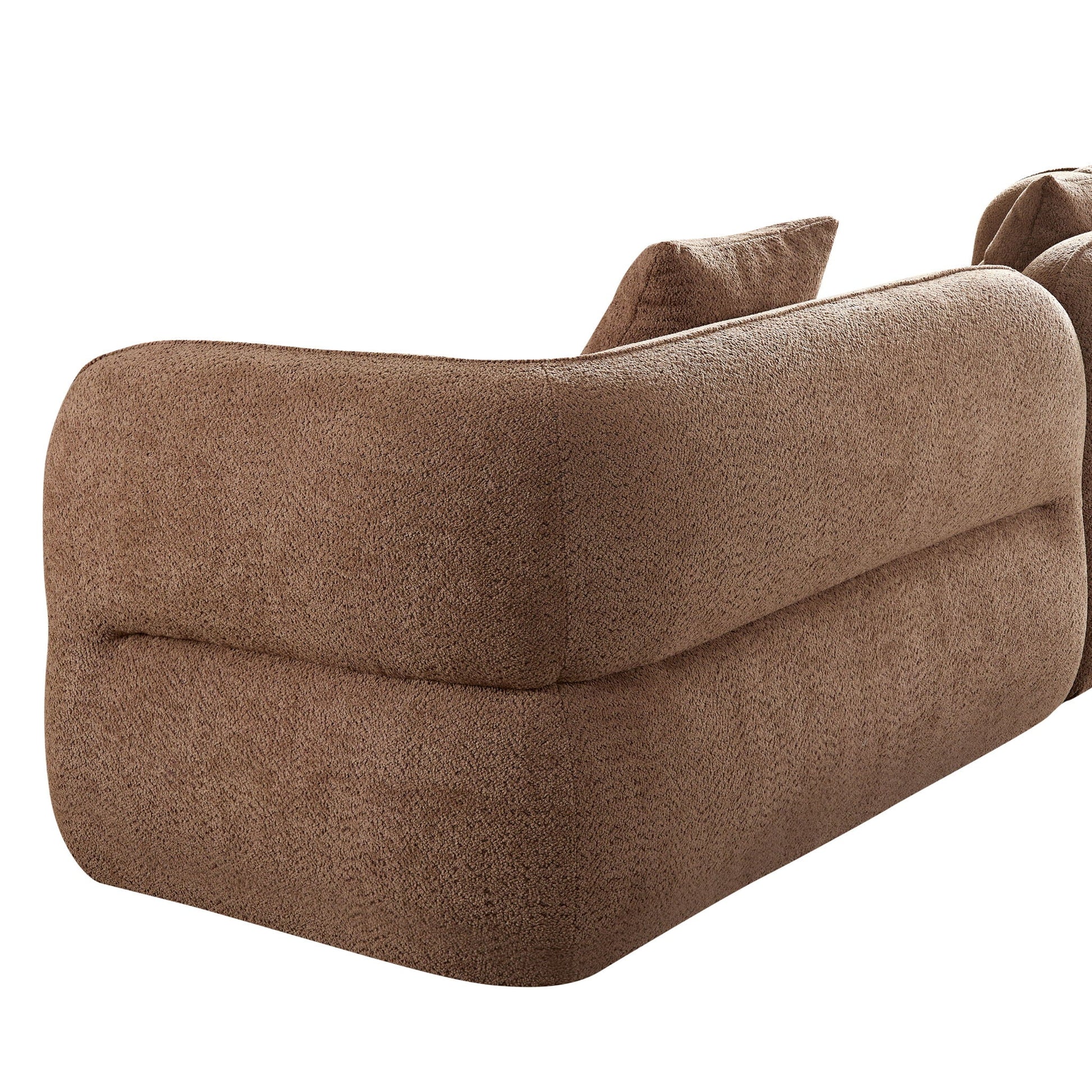 Sectional sofa by HouseOfZazla in brown textured fabric with rounded arms and dense foam fill on Tampa Home & Garden Store