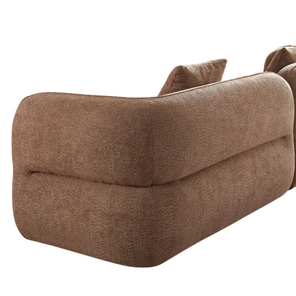 Sectional sofa by HouseOfZazla in brown textured fabric with rounded arms and dense foam fill on Tampa Home & Garden Store