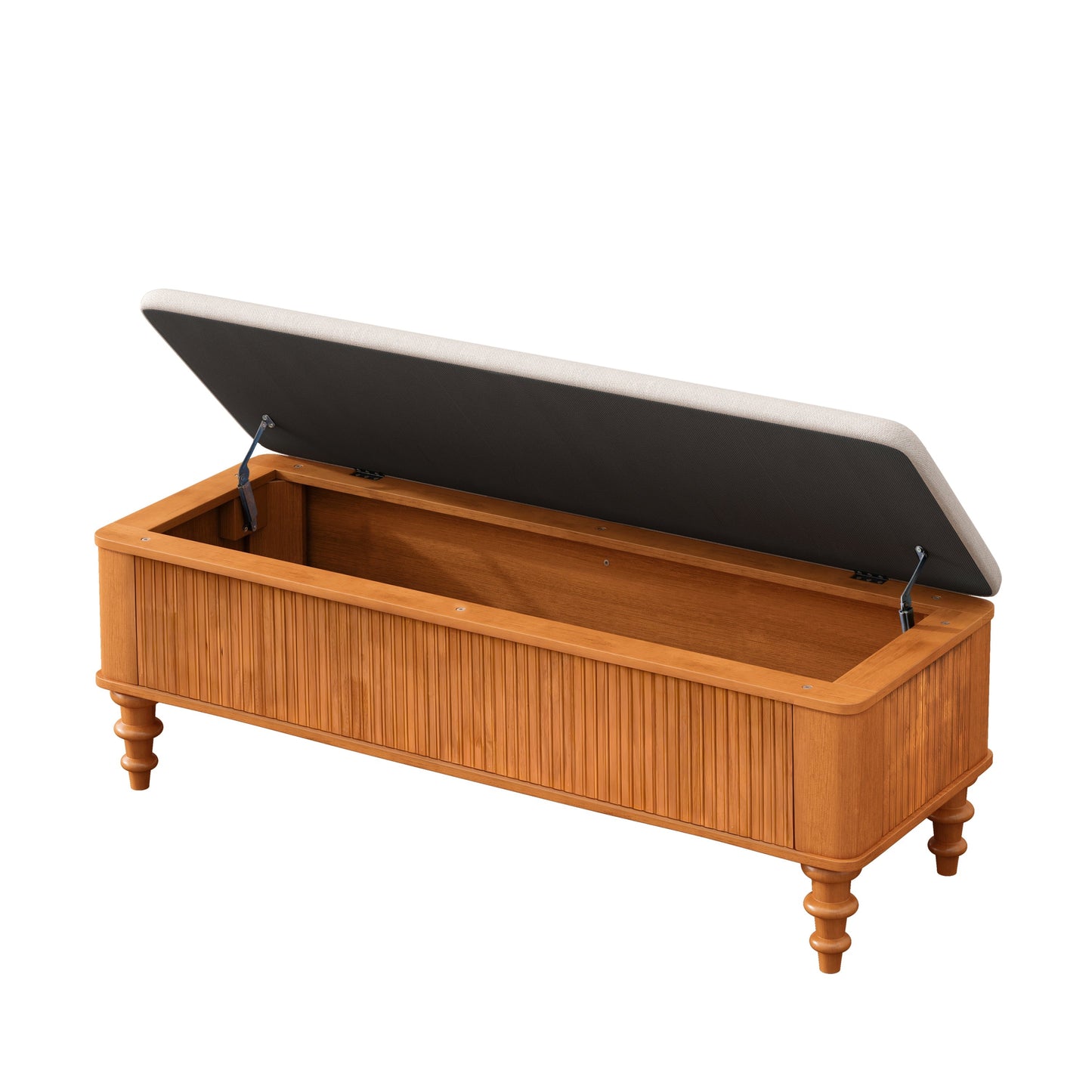 50.8-Inch Multi-Functional Storage Ottoman Bench with beige lid and wooden storage chest on Tampa Home & Garden Store