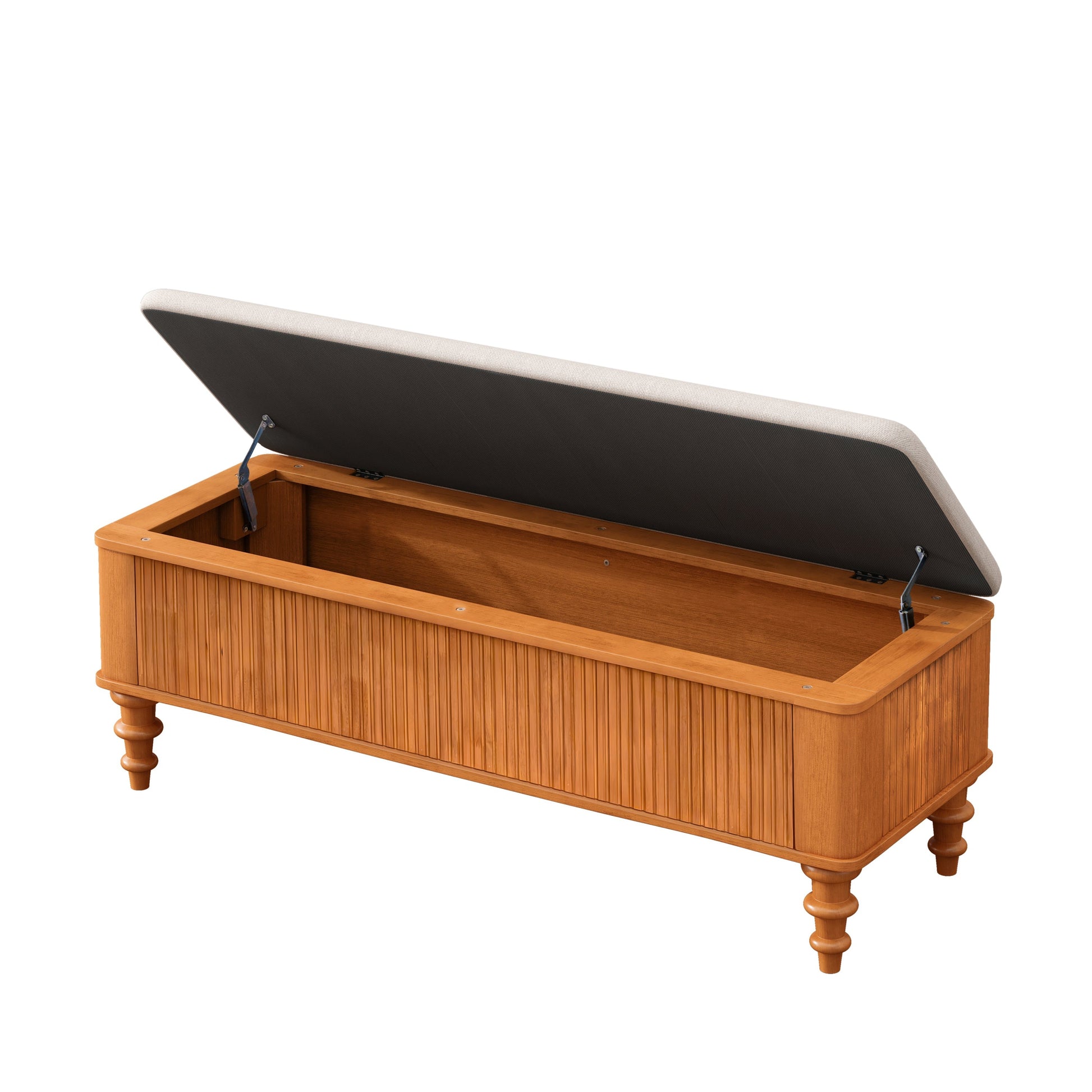 50.8-Inch Multi-Functional Storage Ottoman Bench with beige lid and wooden storage chest on Tampa Home & Garden Store