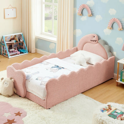 Cute Dinosaur Bed with Guardrail Toddler Frame