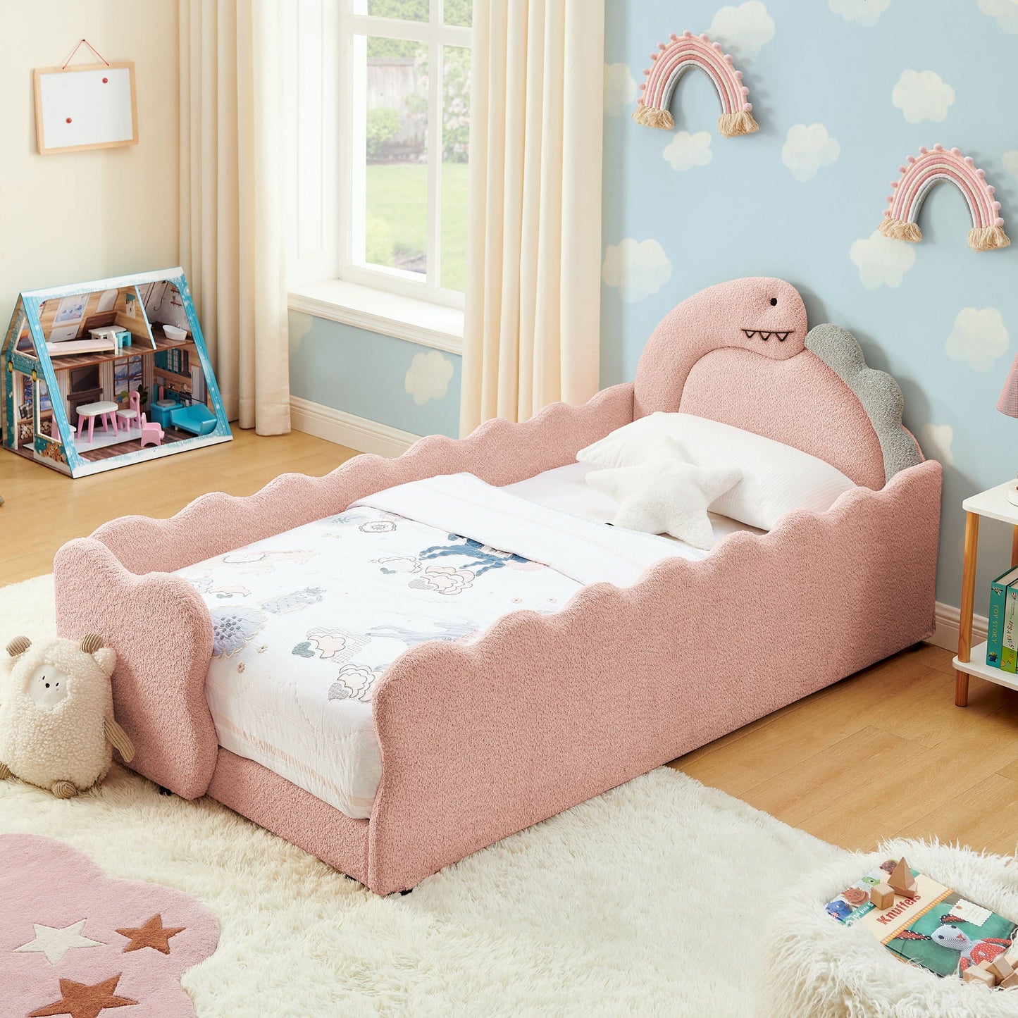 Toddler Dinosaur Bed and Safety Guardrail