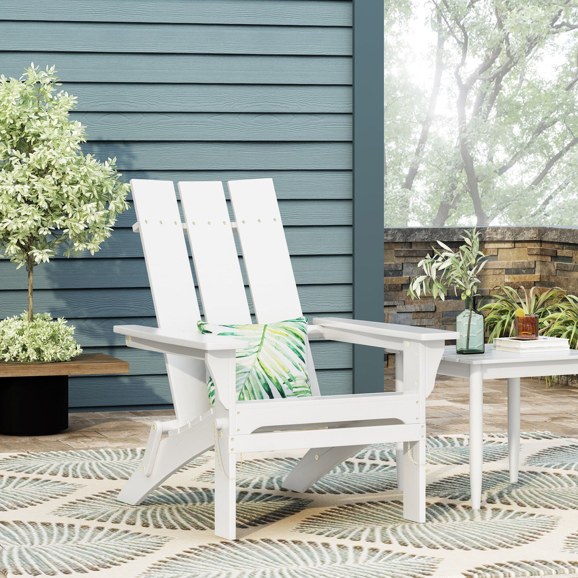 Aurascape Outdoor Comfort Foldable Adirondack Chair 3-pack white folding outdoor arm chairs on Tampa Home & Garden Store