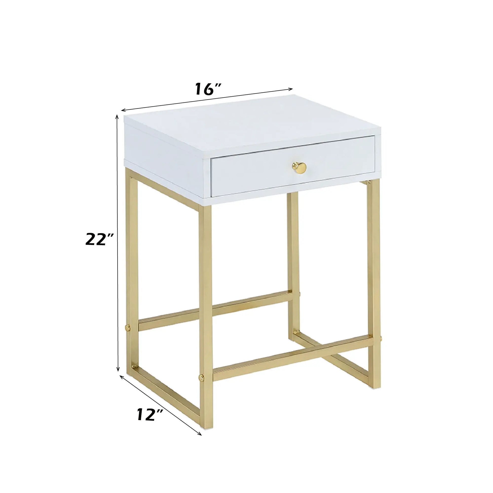 Coleen Accent Table by Unique Piece Furniture, white finish with gold legs on Tampa Home & Garden Store
