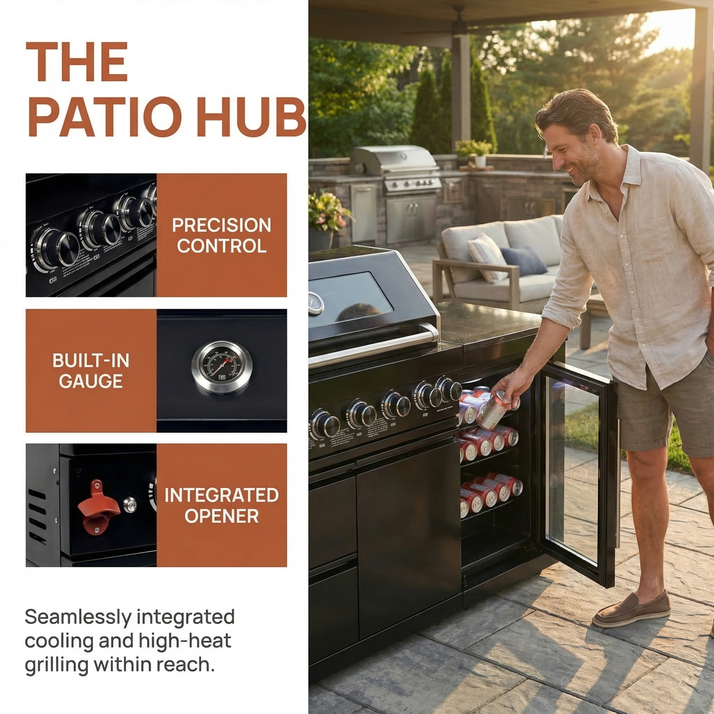 Stainless 6 Burner Propane Grill and Side Shelf