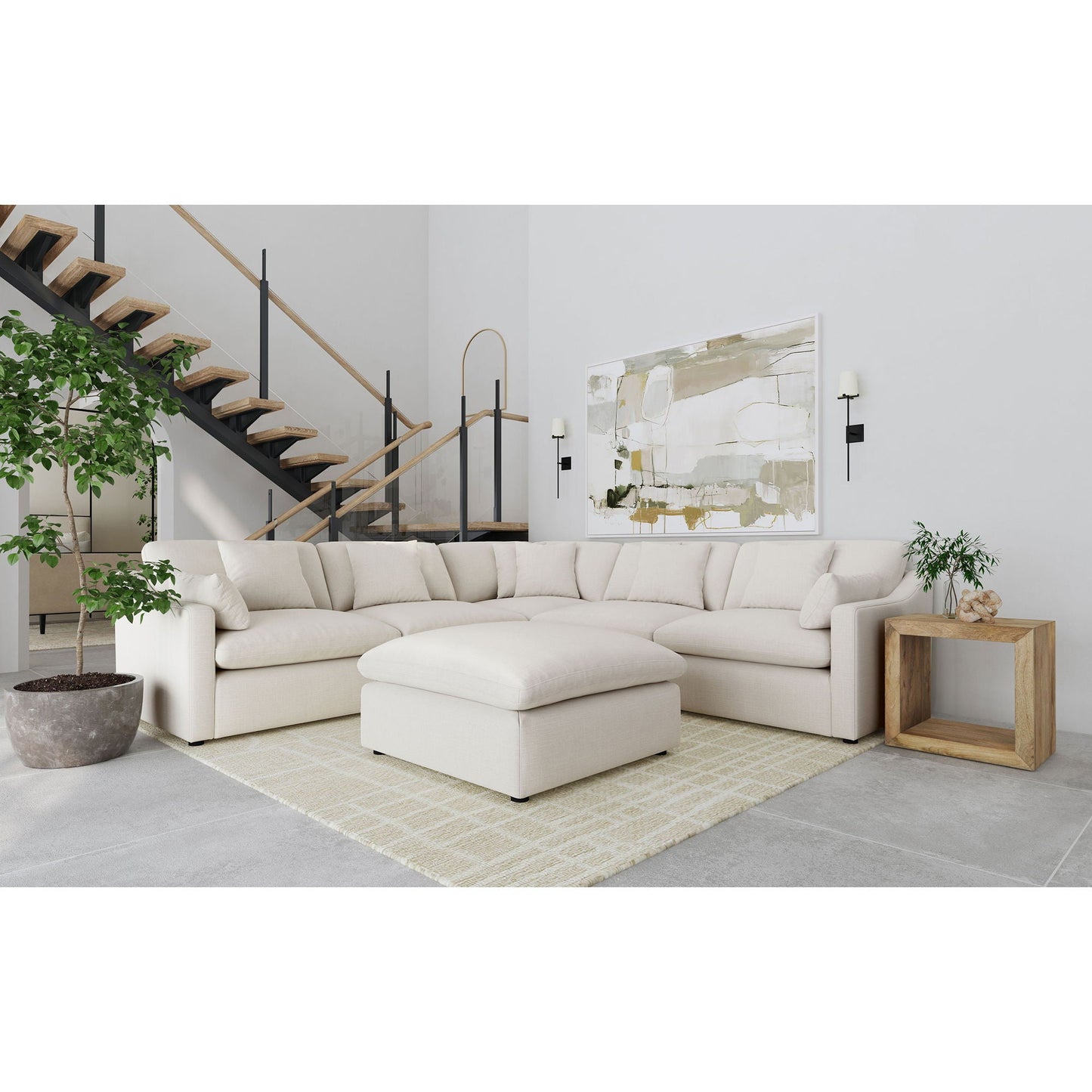Greeley ivory 6-piece upholstered modular sectional sofa by HouseOfZazla on Tampa Home & Garden Store