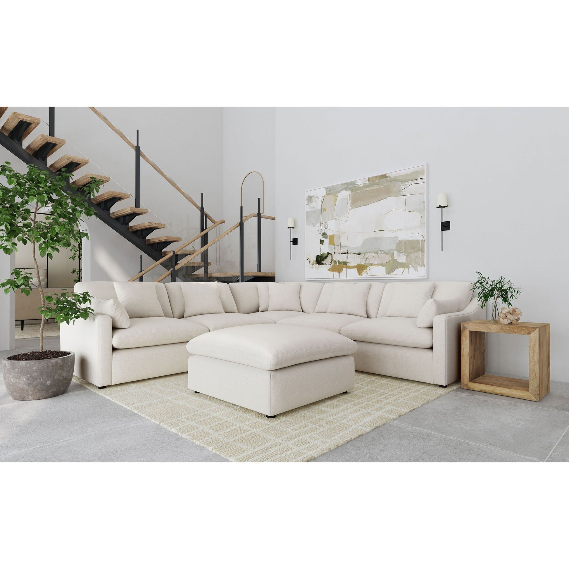Greeley ivory 6-piece upholstered modular sectional sofa by HouseOfZazla on Tampa Home & Garden Store