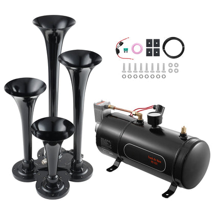Train Horns Kit with 4-trumpet air horns, 150dB, for pickup trucks, HouseOfZazla on Tampa Home & Garden Store
