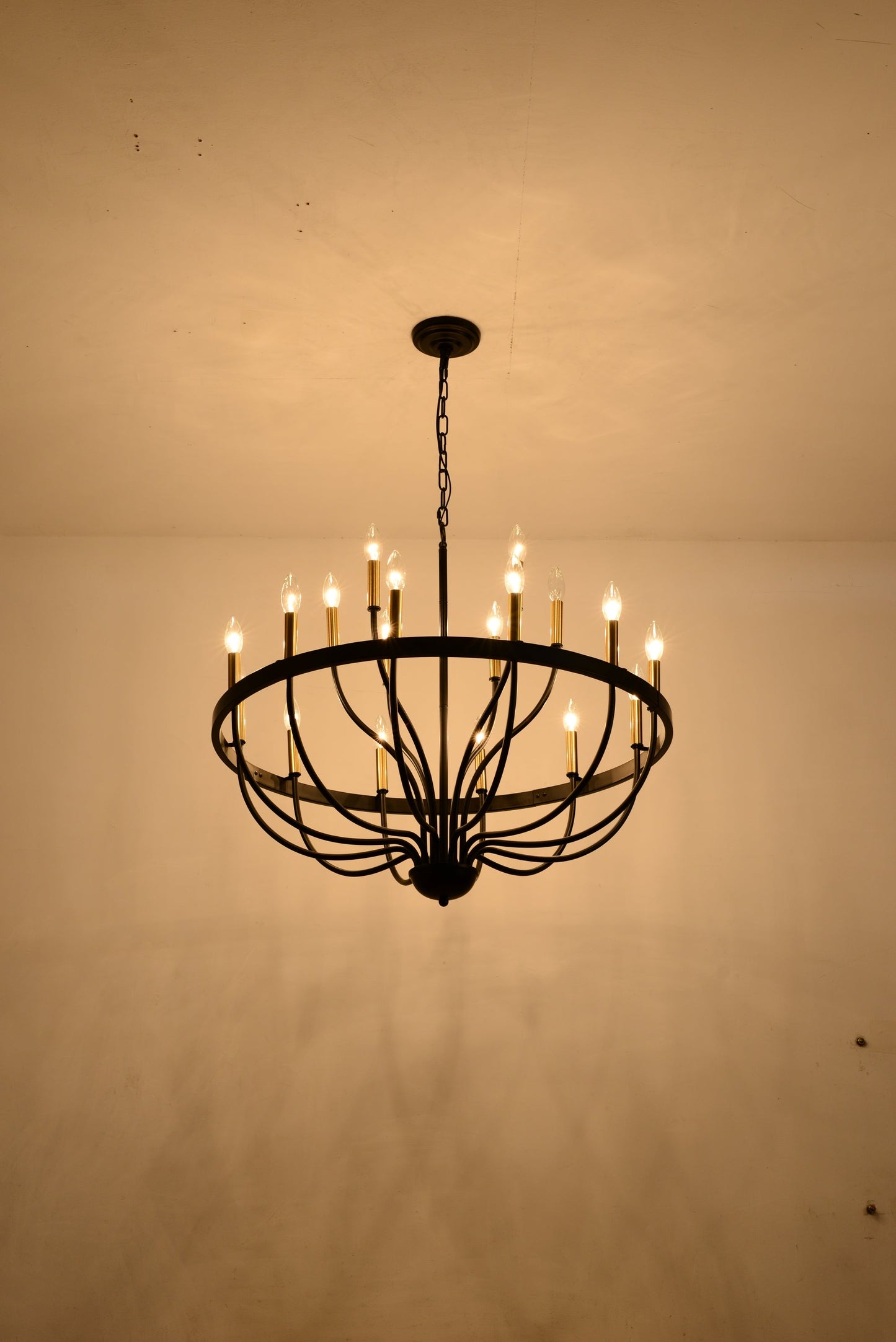 15-Light Industrial Iron Candle Chandelier black metal frame with candle bulbs on Tampa Home & Garden Store