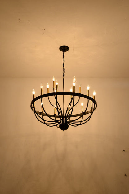 15-Light Industrial Iron Candle Chandelier black metal frame with candle bulbs on Tampa Home & Garden Store