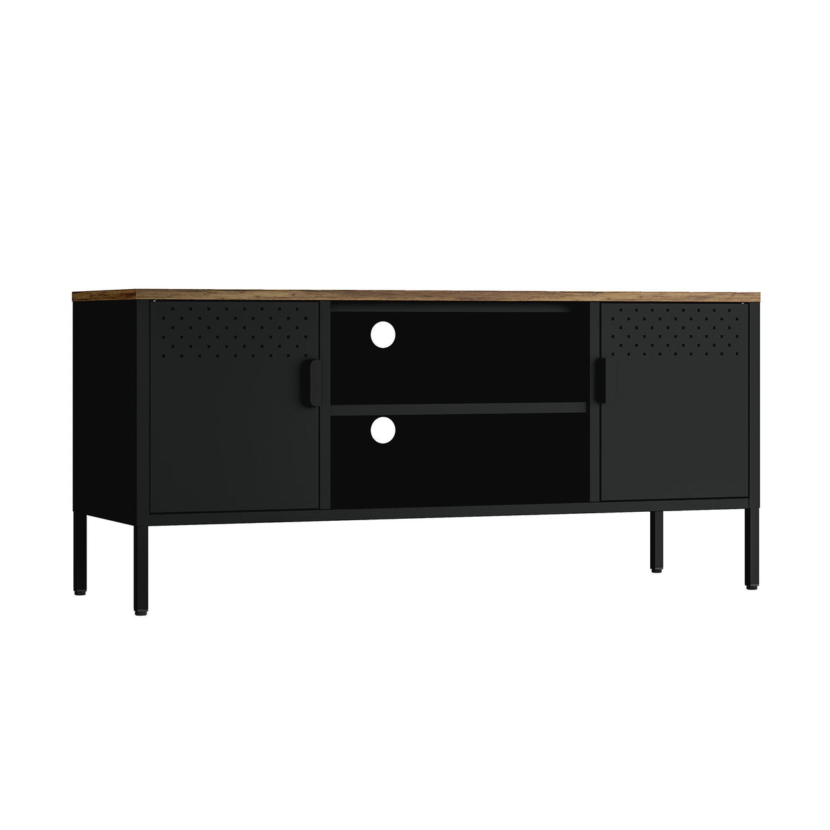 Storage Cabinet TV Stand with steel frame and wood top dual cabinets by HouseOfZazla on Tampa Home & Garden Store