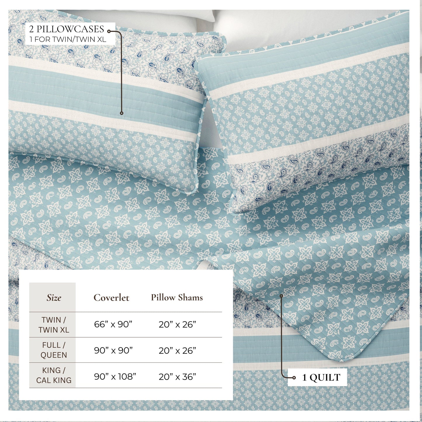 Reversible Paisley Stripe Microfiber Quilt