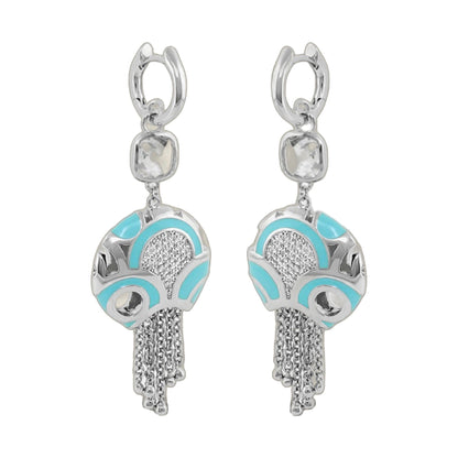 Magic 8 Earrings by Lauren G Adams: silver-tone chandelier earrings with turquoise enamel, pair on Tampa Home & Garden Store