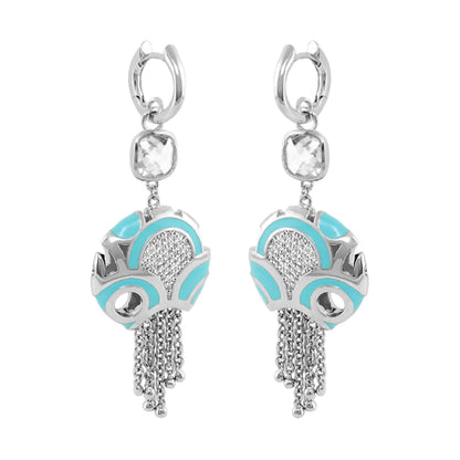 Magic 8 Earrings chandelier pair in silver with turquoise enamel accents by Lauren G Adams on Tampa Home & Garden Store