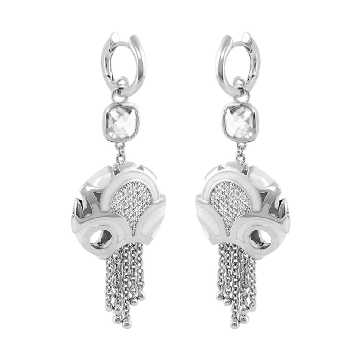 Magic 8 Earrings chandelier by Lauren G Adams with clear crystals and tassels on Tampa Home & Garden Store