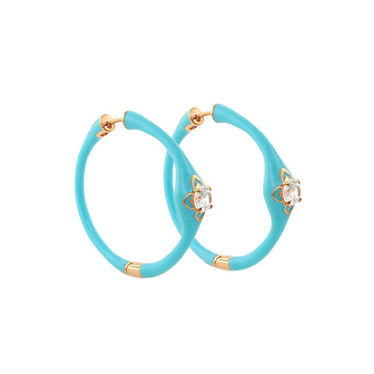 Starry Nights Hoop Earrings turquoise enamel with gold-tone accents Lauren G Adams pair on Tampa Home & Garden Store