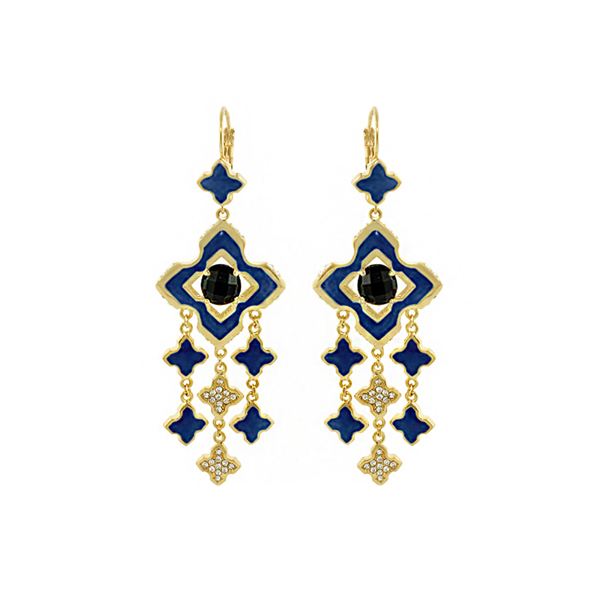 Starry Nights Earrings Lauren G Adams navy enamel gold-tone drop with crystal accents on Tampa Home & Garden Store