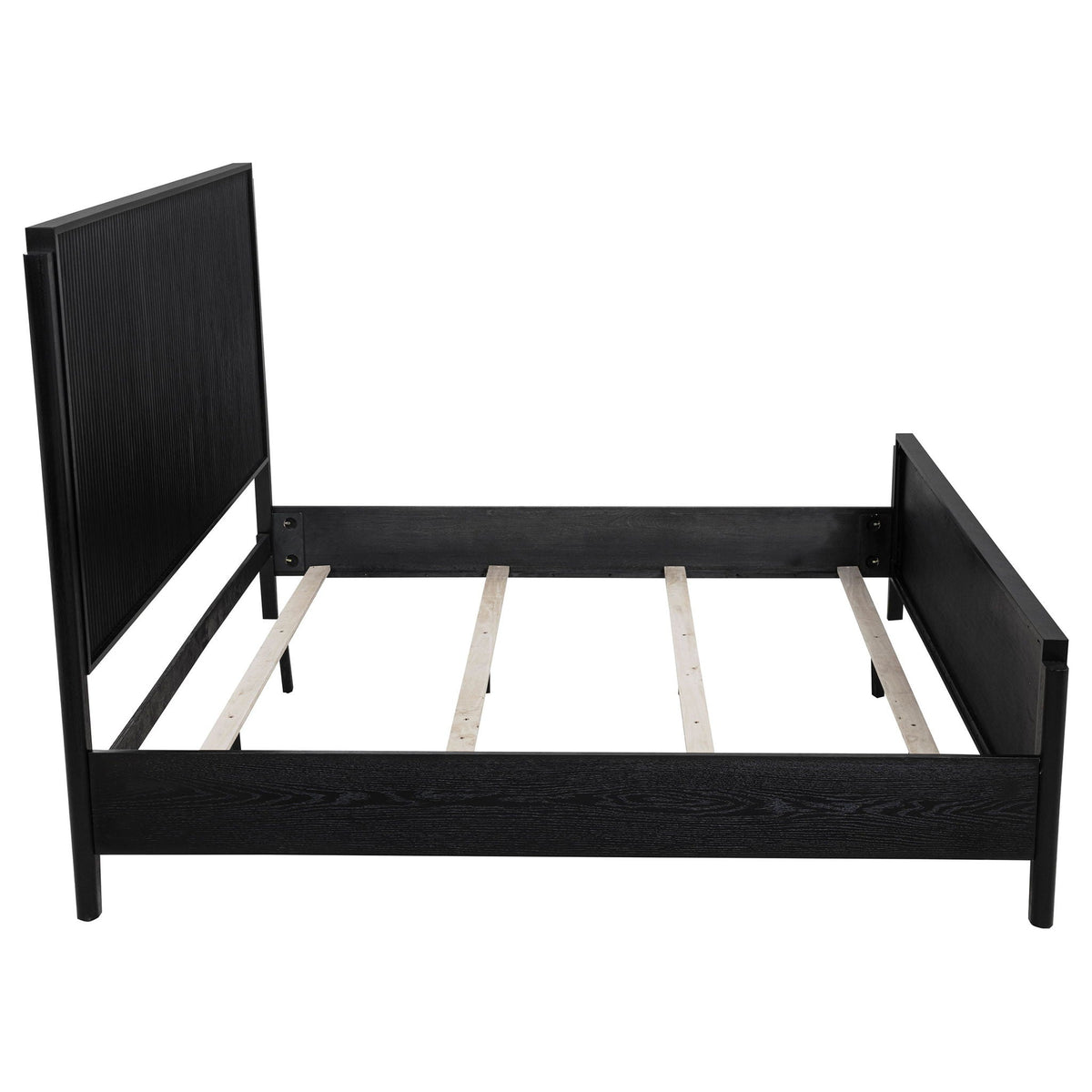Ennis Eastern King Bed panel bed in black finish with vertical headboard and slatted base on Tampa Home & Garden Store
