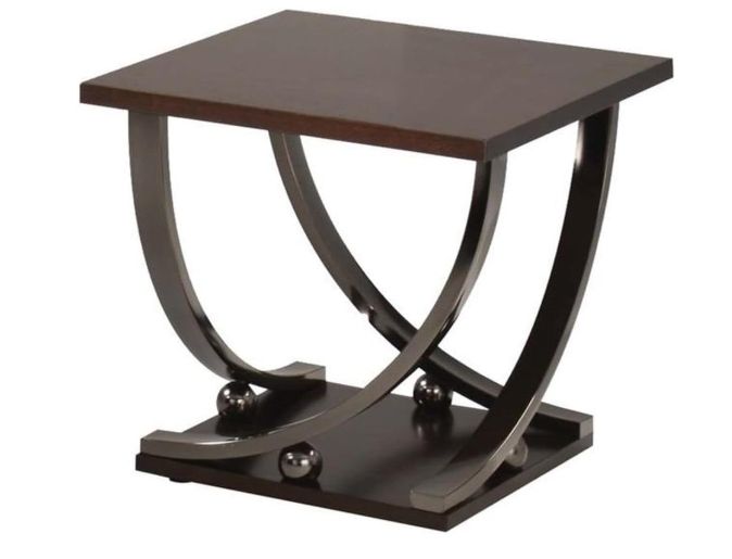 Isiah coffee table by HouseOfZazla with dark wood square top and sculptural curved metal legs on Tampa Home & Garden Store