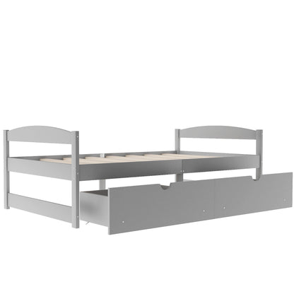 Platform bed with 2 drawers in gray, HouseOfZazla storage bed on Tampa Home & Garden Store