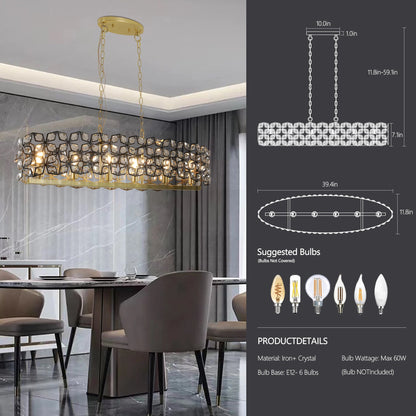 Chandelier 39in contemporary crystal and black-gold pendant by HouseOfZazla with panels on Tampa Home & Garden Store