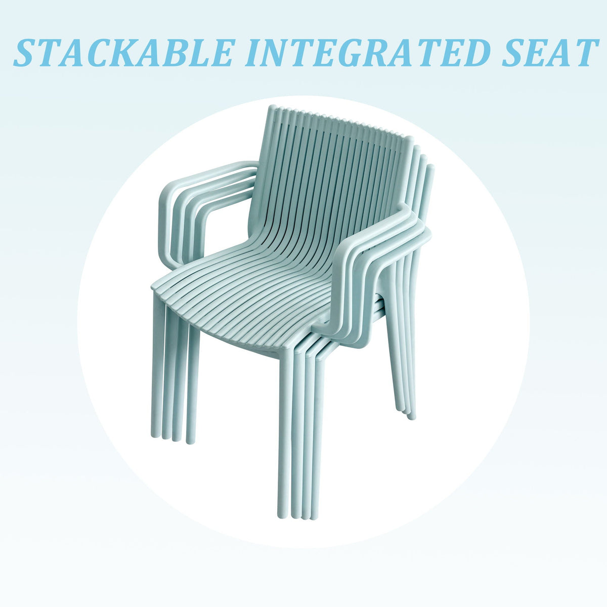 4 Stackable Plastic Chairs and Round Table