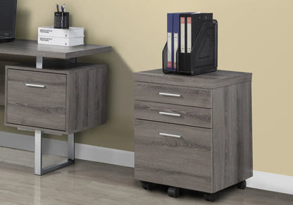Filing cabinet in gray woodgrain with rolling 3-drawer unit and wall-mount printer stand on Tampa Home & Garden Store