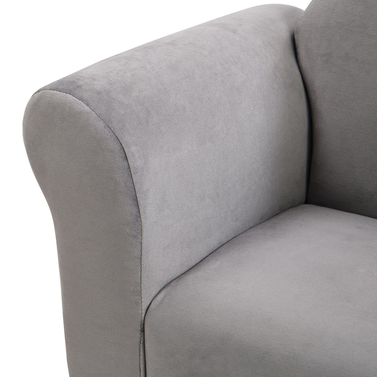 Kids Gray Upholstered Recliner Chair and Ottoman