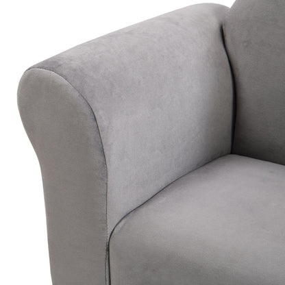 Kids Gray Upholstered Recliner Chair and Ottoman