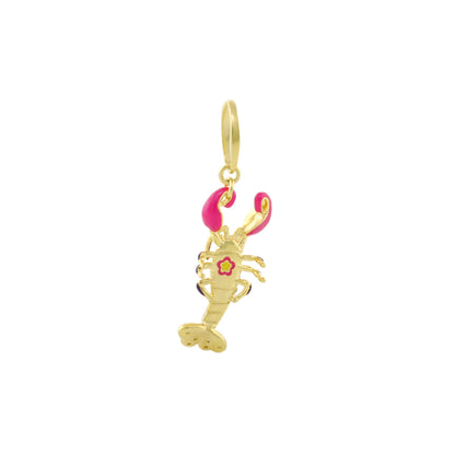 Eau Lobster Earrings gold-tone charm with pink claws and flower accent by Lauren G Adams on Tampa Home & Garden Store