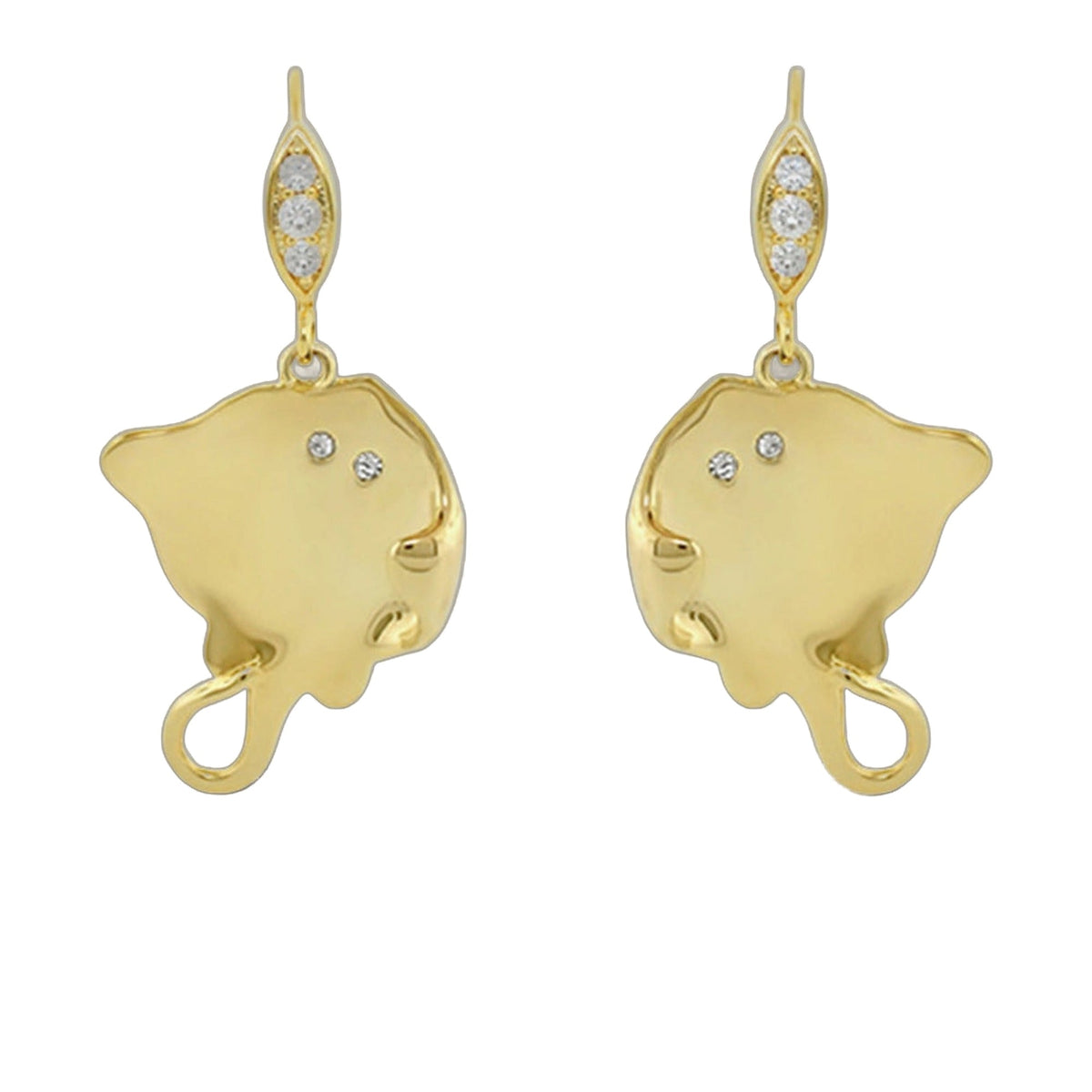 Eau Stingray Earrings gold-tone drop with diamond accents by Lauren G Adams pair on Tampa Home & Garden Store