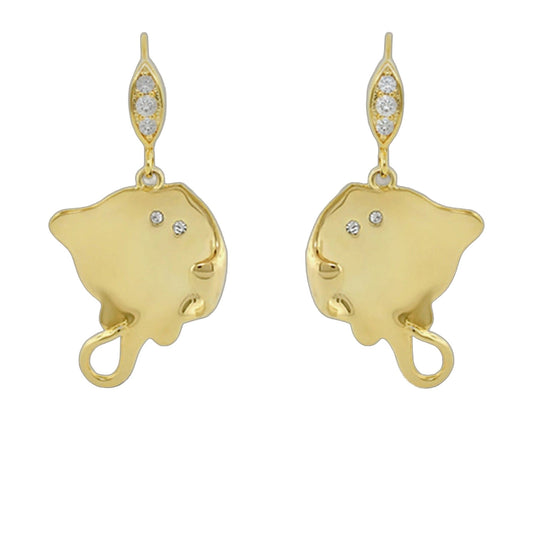 Eau Stingray Earrings gold-tone drop with diamond accents by Lauren G Adams pair on Tampa Home & Garden Store