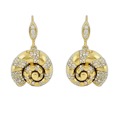 Eau Seashell Earrings by Lauren G Adams, gold-tone drop with pavé crystals, pair on Tampa Home & Garden Store