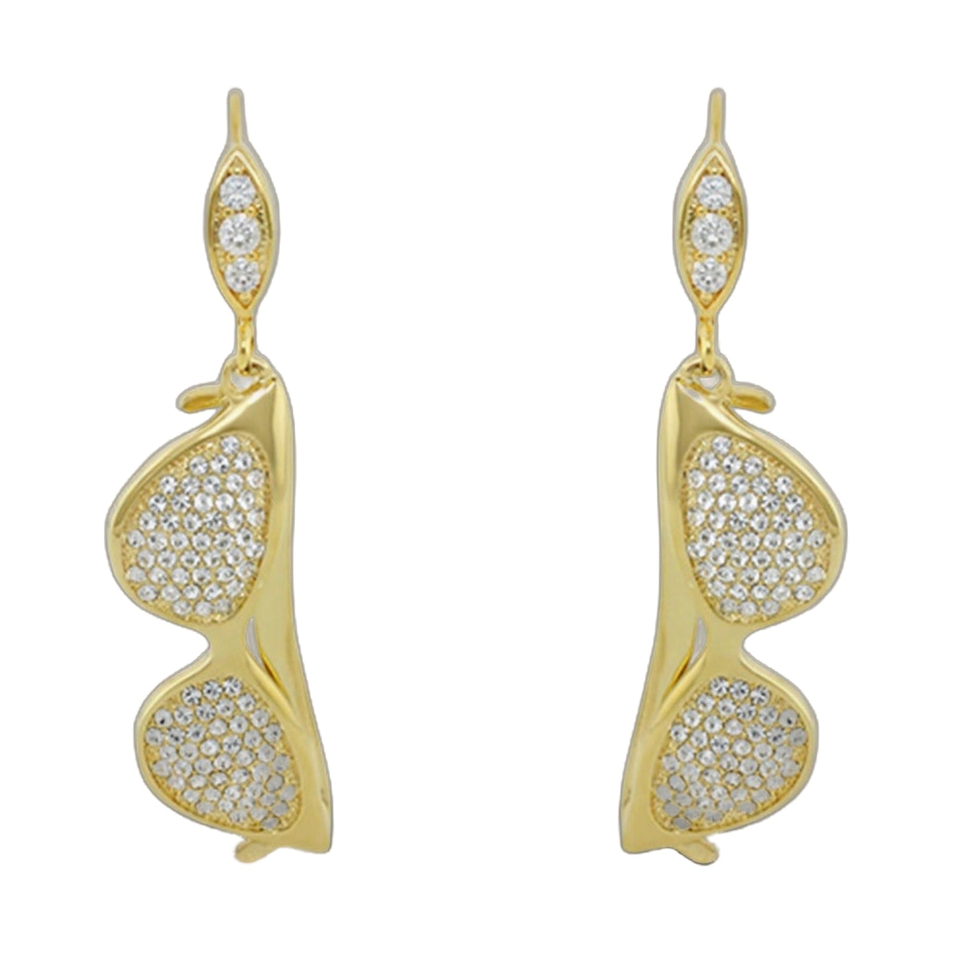 Eau Sunglasses Earrings gold-tone leaf drop with pavé crystals by Lauren G Adams, set of 2 on Tampa Home & Garden Store
