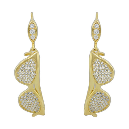 Eau Sunglasses Earrings gold-tone leaf drop with pavé crystals by Lauren G Adams, set of 2 on Tampa Home & Garden Store