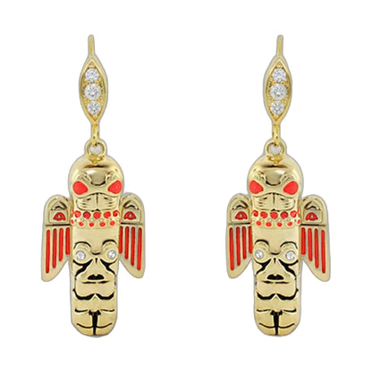 Eau Totem Pole Earrings, diamond-topped drops with red enamel pendants by Lauren G Adams on Tampa Home & Garden Store