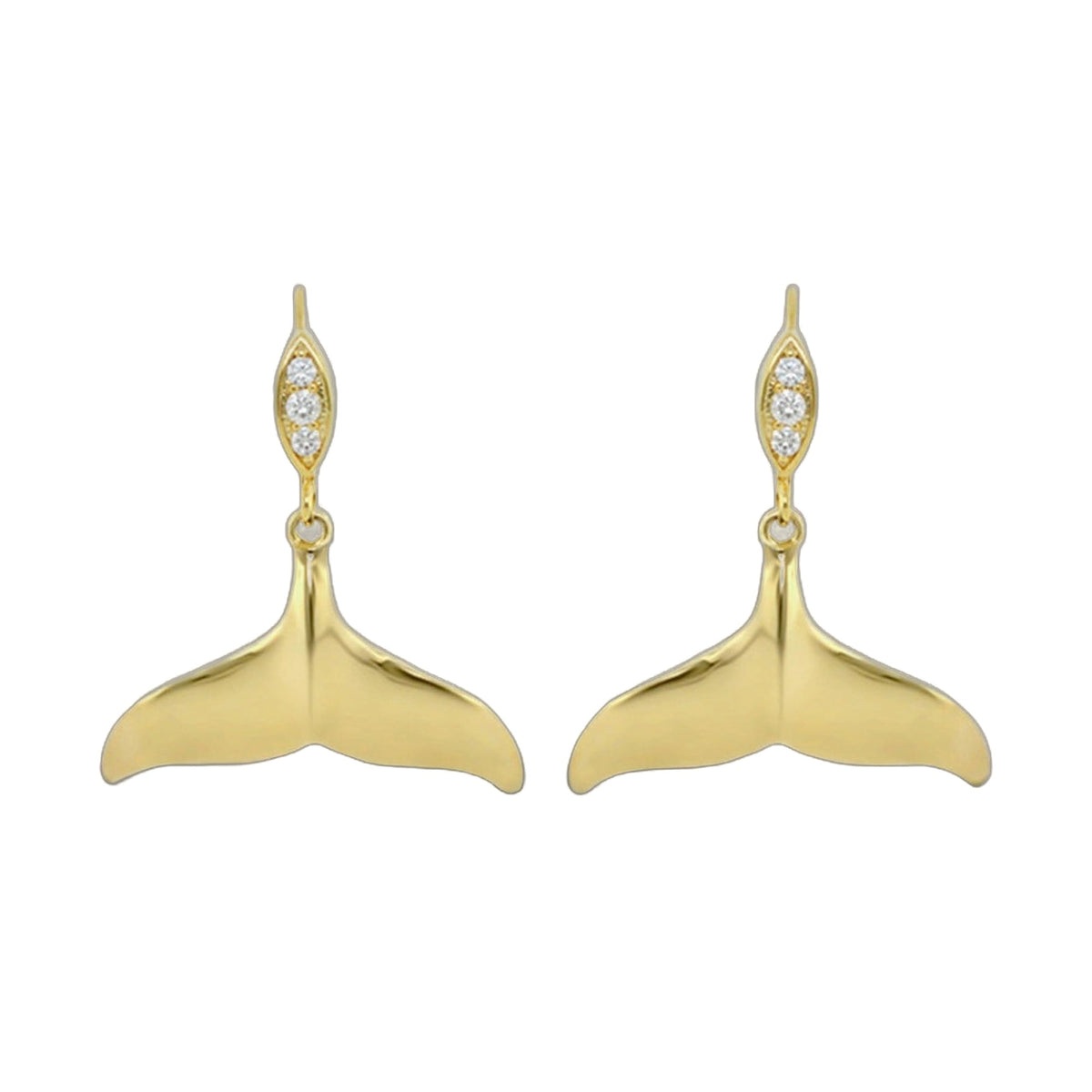 Eau Whale Tail Earrings, gold-tone with diamond accents, 2 earrings, by Lauren G Adams on Tampa Home & Garden Store
