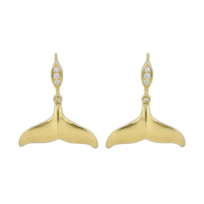 Eau Whale Tail Earrings, gold-tone with diamond accents, 2 earrings, by Lauren G Adams on Tampa Home & Garden Store
