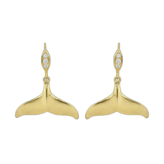 Eau Whale Tail Earrings, gold-tone with diamond accents, 2 earrings, by Lauren G Adams on Tampa Home & Garden Store